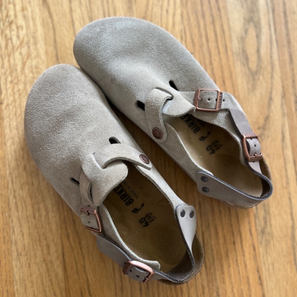 Birkenstock Taupe Suede Tokio Clogs with Strap Size 40 / 9 - Picture 7 of 7
